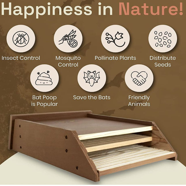 Bat House (Wooden) Size 240mm 83mm 93mm Color Brown for Bats Outdoor Use (1pc) – product detail