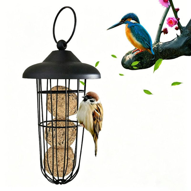 Hanging Bird Feeder (Metal) Size 100mm 190mm Color Black for Birds Outdoor Use (1pc) V1188-MS-424-0022