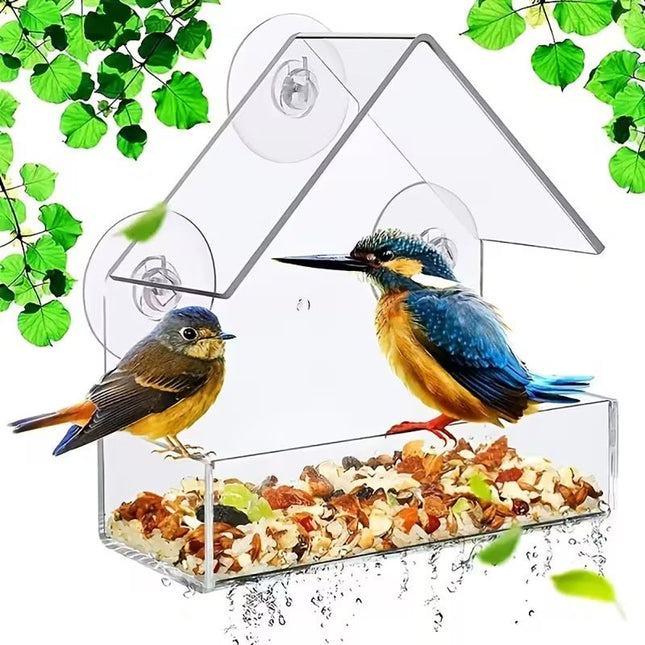 Transparent Bird Feeder (PS) Size 150 60 150mm Color Transparent for Birds Outdoor Use (1pc)