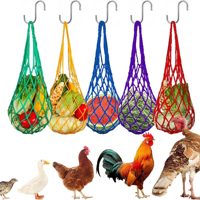 Hanging Feeding Net Bag (Nylon) Size 570mm Color Red for Parrots (2pc) V1188-MS-424-0027