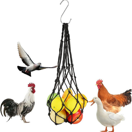 Hanging Feeding Net Bag (Nylon) Size: 570mm Color: Red for Parrots (2pc)