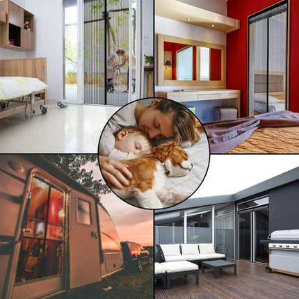 Magnetic Door Screens - 120x210 cm Self-Closing - High-Density Insect Mesh - No Drilling Required - White