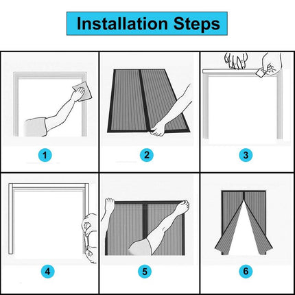 Magnetic Door Screens - 100x210 cm Self-closing - High-Density Insect Screen - No Drilling Required - Grey