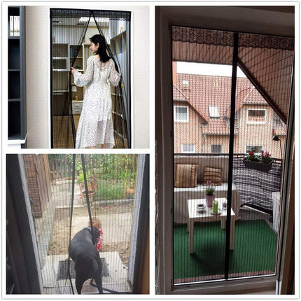 Magnetic Door Screens - 120x210 cm Self-closing - High-Density Insect Screen - No Drilling Required - Brown