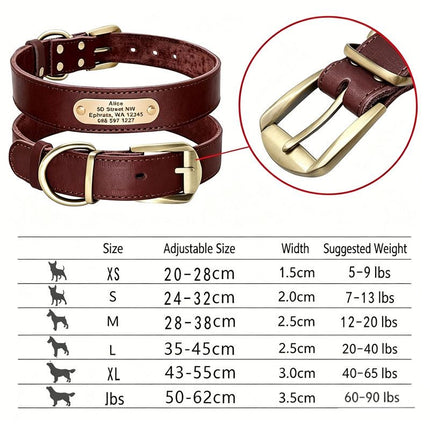 Premium Genuine Leather Dog Collar/Durable Real Leather Adjustable Collars For Male Female(XXL,Dark brown)