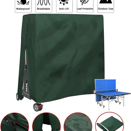 210D Waterproof Table Tennis Table Cover - Table Tennis Table Cover - Waterproof, windproof and UV-resistant - Dustproof - Table Tennis Table Protector - Protective Cover - Foldable Table Tennis Table Cover for Indoor and Outdoor Use - Green - 165×70×185c