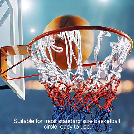 4 pieces - Basketball net - heavy-duty basketball nets - basketball net replacement set - portable basketball net - suitable for school sports fields, indoor and outdoor basketball - 50 cm - white, red and blue