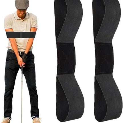 2 pieces - Golf Swing Training Band - golf swing training aids - golf swing trainer - golf training aids - golf accessories for beginners - for movement correction - for men, women and children - 35*7 cm - black