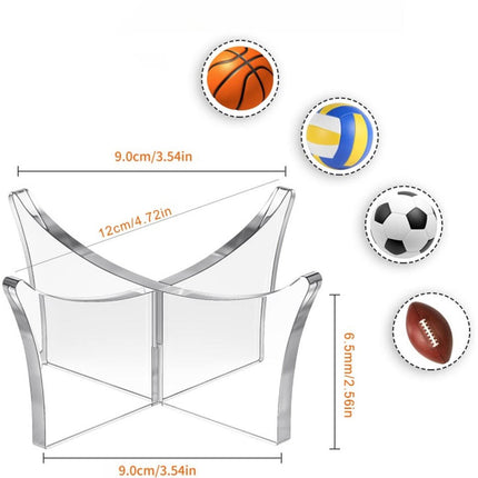 4 pieces - Ball holder - Ball rack - Ball stand - Acrylic ball rack - Ball storage rack - Display rack - football stand - ball holder - acrylic sports ball stand - volleyball support - for basketball, volleyball, football, rugby ball - 12*6.5 cm - transpa