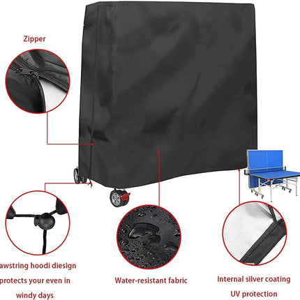 210D Waterproof Table Tennis Table Cover - Table Tennis Table Cover - Waterproof, windproof and UV-resistant - Dustproof - Table Tennis Table Protector - Protective Cover - Foldable Table Tennis Table Cover for Indoor and Outdoor Use - Black - 165×70×185c