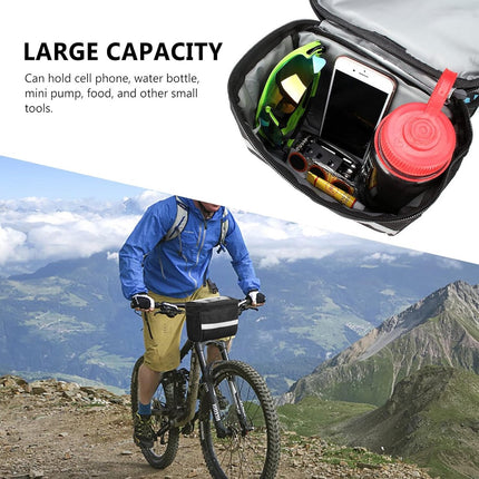 Bicycle Handlebar Bag - Waterproof Handlebar Bag - Detachable Bicycle Handlebar Bag - Bicycle Travel Accessories - Phone Bike Bag - Luggage Organizer - with transparent holder for mobile phones - Bicycle Bags for Electric Bikes - Black