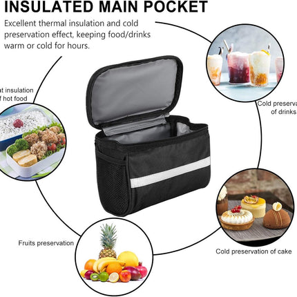 Bicycle Handlebar Bag - Waterproof Handlebar Bag - Detachable Bicycle Handlebar Bag - Bicycle Travel Accessories - Phone Bike Bag - Luggage Organizer - with transparent holder for mobile phones - Bicycle Bags for Electric Bikes - Black