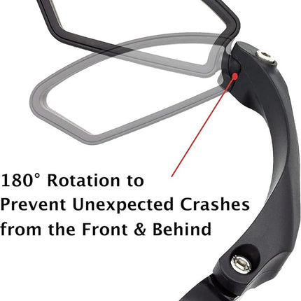 1 Pair Bicycle Mirror Ebike Rearview Mirror - Handlebar Bicycle Mirror - Bicycle Mirror - Safe Rearview Mirror for Bicycle - scratch-resistant glass lens - adjustable and rotatable safe rearview mirror - 360º Rotatable - Black