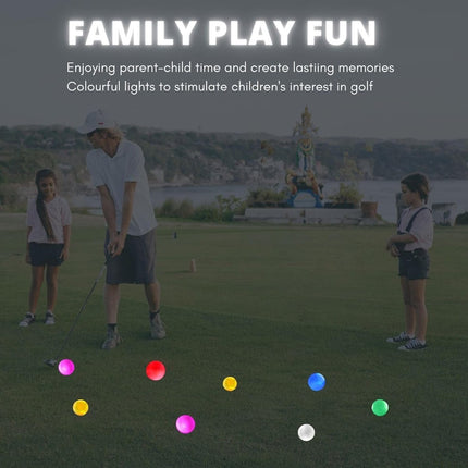 golf balls - 6 Pieces - Glow in the Dark golf balls - LED illuminated golf balls - multicolour