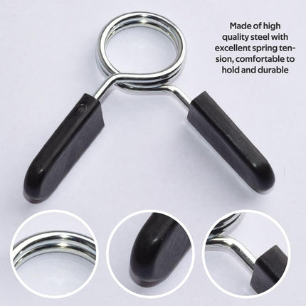4 pieces - Barbell Clamp - 2.5 cm - Spring Barbell Clamp - Dumbbell Clip - Spring Clips for Weights - Barbell Bars - Clamp Ring - Spring Clips - Locking Clip Ring Bodybuilding - for Weightlifting, Training Barbell, Bars, Plates, Gym - Black