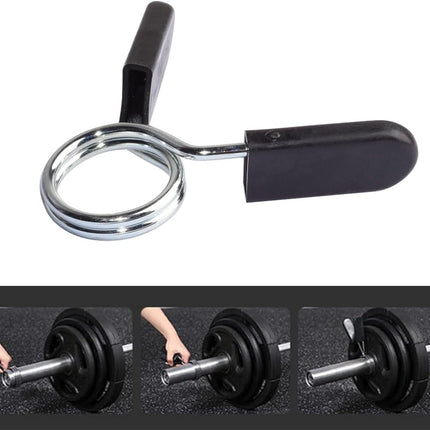 4 pieces - Barbell Clamp - 2.5 cm - Spring Barbell Clamp - Dumbbell Clip - Spring Clips for Weights - Barbell Bars - Clamp Ring - Spring Clips - Locking Clip Ring Bodybuilding - for Weightlifting, Training Barbell, Bars, Plates, Gym - Black