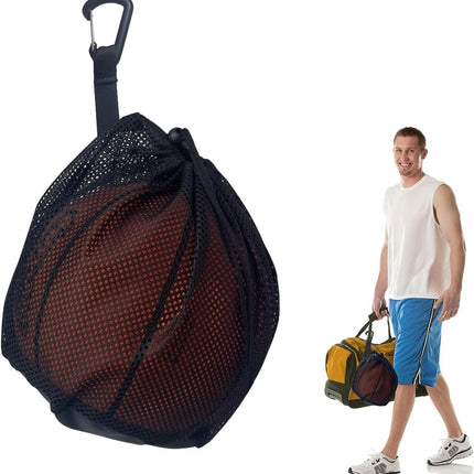 16L - Ball Net Bag - Basketball Mesh Bags - Ball Bags - portable net backpacks - basketball backpacks - soccer bags - sports bag - portable bag for basketball, soccer, tennis - easy storage and transport of basketballs and soccer balls - black