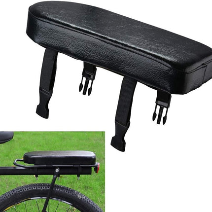 Rear bicycle cushion - with a pair of bicycle pedals - black PU rear saddle - mountain bike back cushion - wide soft cushion - comfortable bicycle cushion - bicycle accessory - for school, sports, trail riding - 30*15*3.5 cm - black