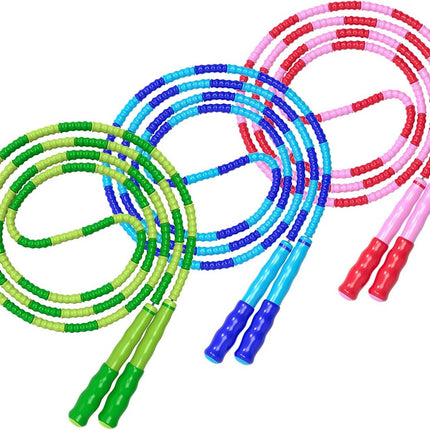 Beaded Jump Rope - 3 Pieces - Jump Rope - Length Adjustable Jump Rope - Tangle-Free Segmented Jump Rope With Soft Beads - Beaded rope - Jump Rope - Fitness Jump Rope For children, men and women - Weight Loss