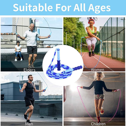 Beaded Jump Rope - 3 Pieces - Jump Rope - Length Adjustable Jump Rope - Tangle-Free Segmented Jump Rope With Soft Beads - Beaded rope - Jump Rope - Fitness Jump Rope For children, men and women - Weight Loss