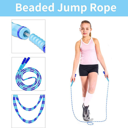 Beaded Jump Rope - 3 Pieces - Jump Rope - Length Adjustable Jump Rope - Tangle-Free Segmented Jump Rope With Soft Beads - Beaded rope - Jump Rope - Fitness Jump Rope For children, men and women - Weight Loss