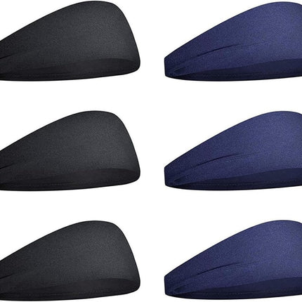pieces - Headband - elastic sports headbands - sports headbands - for men and women - moisture-wicking hairband - for sports, fitness and running - 23*9 cm - black and blue