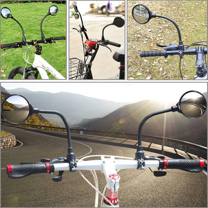 Bicycle Mirror E-bike Rearview Mirror - handlebar lens bicycle mirror - Bicycle mirror right - round mirror - safe rearview mirror for bicycle - scratch-resistant glass lens - adjustable and rotatable safe rearview mirror - 360º Rotatable