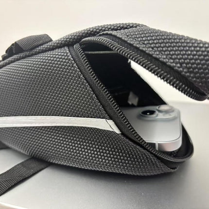 21*9*9 cm - Bicycle Saddle Bag - under-saddle bike bag - bicycle saddle bag for mountain bikes - waterproof bag - outdoor accessories - cycling gear - for phone, wallet, keys, tools, accessories - black