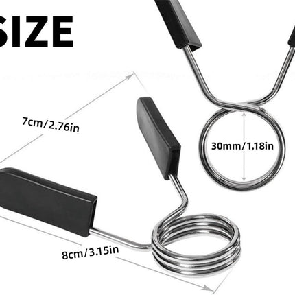 pieces - Barbell Clamp - 3 cm - Spring Barbell Clamp - Dumbbell Clip - Spring Clips for Weights - Barbell Bars - Clamp Ring - Spring Clips - Locking Clip Ring Bodybuilding - for Weightlifting, Training Barbell, Bars, Plates, Gym - Black
