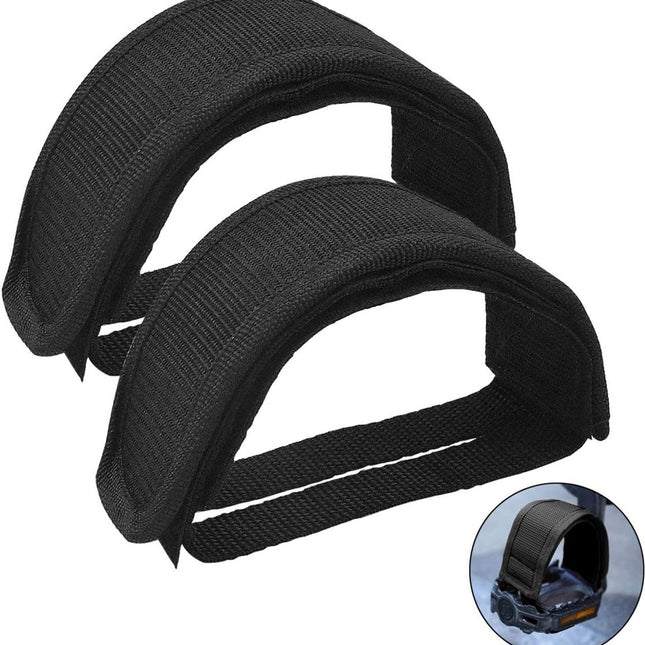 1 pair - Bicycle pedal straps - exercise bike pedal straps - adjustable pedal straps - universal bicycle pedal strap - anti-slip pedal mounting strap - bicycle accessories - bicycle pedal accessories - for anti-slip bicycle pedals - black