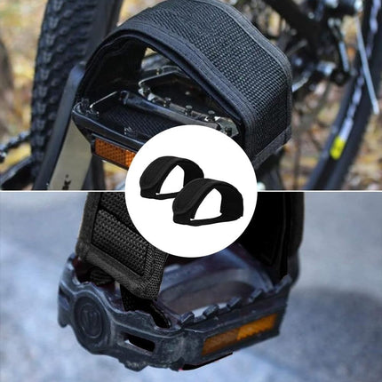 1 pair - Bicycle pedal straps - exercise bike pedal straps - adjustable pedal straps - universal bicycle pedal strap - anti-slip pedal mounting strap - bicycle accessories - bicycle pedal accessories - for anti-slip bicycle pedals - black