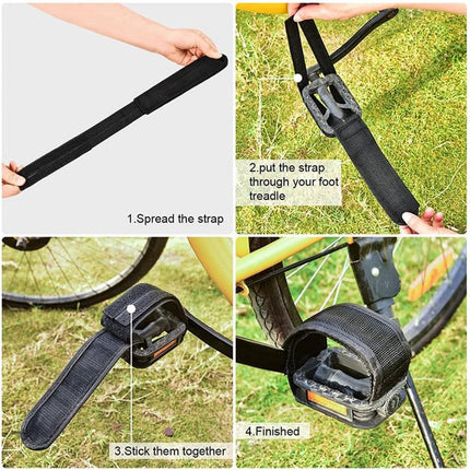 1 pair - Bicycle pedal straps - exercise bike pedal straps - adjustable pedal straps - universal bicycle pedal strap - anti-slip pedal mounting strap - bicycle accessories - bicycle pedal accessories - for anti-slip bicycle pedals - black