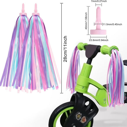 1 Pair - Bicycle Streamers - Bicycle Tassels for Children - Kids' Bicycle Accessories - Scooter, Bicycle, Tricycle Handlebar Streamers - Handlebar Grips Accessories - for Girls and Boys - 28 cm - Purple