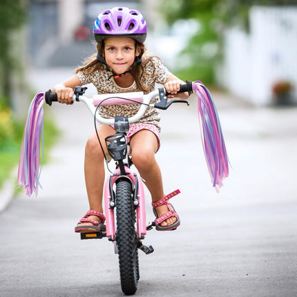 1 Pair - Bicycle Streamers - Bicycle Tassels for Children - Kids' Bicycle Accessories - Scooter, Bicycle, Tricycle Handlebar Streamers - Handlebar Grips Accessories - for Girls and Boys - 28 cm - Purple