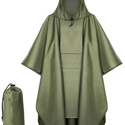 Poncho - Raincoat - 210*140cm - multifunctional waterproof rain poncho - Waterproof Rain Poncho - Cycling Poncho - reusable - raincoat with hood - rain poncho with chest pocket - with storage bag - for travel, hiking, camping, fishing - green
