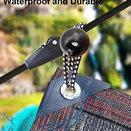 50 pieces - 6 inch - Elastic rope - Elastic cord - Tensioning elastic - tension cord - ball bungee cords - with balls - reusable - for golf nets, soccer goals, camping, tent poles, hose - black rope white spot - 150*22 mm