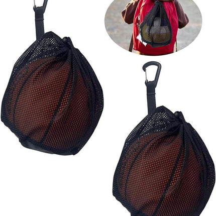 2 pieces - 16L - Basketball Mesh Bags - Ball Bags - portable mesh backpacks - basketball backpacks - football bags - sports bag - portable bag for basketball, football, tennis - easy storage and transport of basketballs and footballs - black
