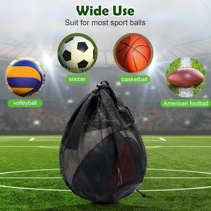 2 pieces - 16L - Basketball Mesh Bags - Ball Bags - portable mesh backpacks - basketball backpacks - football bags - sports bag - portable bag for basketball, football, tennis - easy storage and transport of basketballs and footballs - black