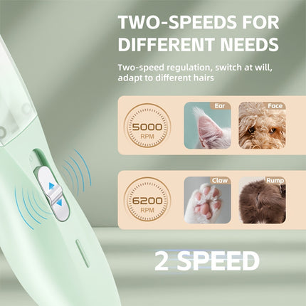 Small Animal Hair Trimmer-Hair Suction Cup-Rechargeable-Quiet-Green-1st