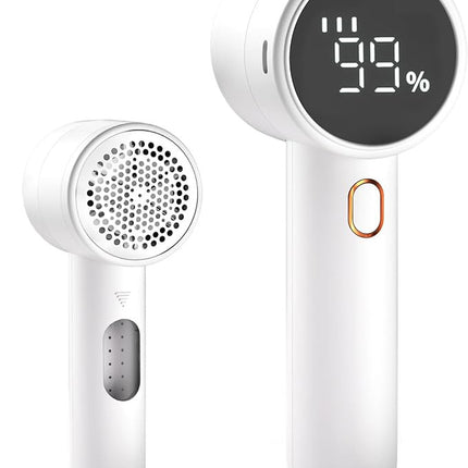 Electric Lint Remover - Rechargeable Lint Shaver - With LED Display - 3 Speeds - Sweater Depiller - White