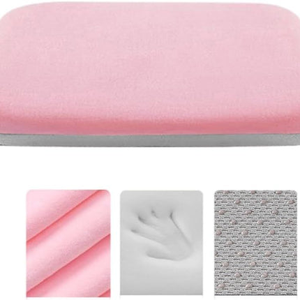 Crystal velvet seat cushion, ergonomic memory foam seat cushion, suitable for cars, comfortable and relieves tailbone pressure-pink 40*40*4 cm