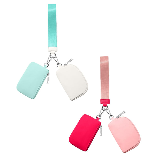 3/2/1PCS Keychain Wallet Mini Zip Around Wristlet Wallets For Women Detachable Dual Pouch