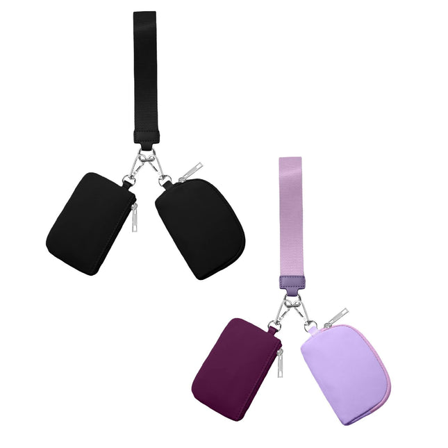 3/2/1PCS Keychain Wallet Mini Zip Around Wristlet Wallets For Women Detachable Dual Pouch