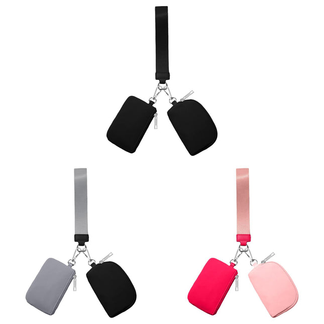 3/2/1PCS Keychain Wallet Mini Zip Around Wristlet Wallets For Women Detachable Dual Pouch