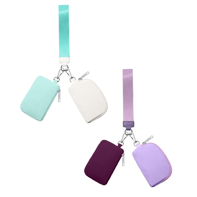 3/2/1PCS Keychain Wallet Mini Zip Around Wristlet Wallets For Women Detachable Dual Pouch
