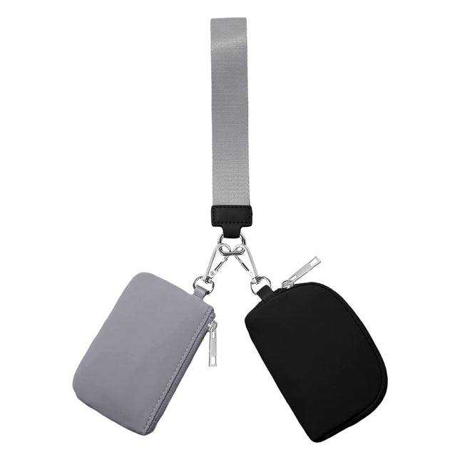 3/2/1PCS Keychain Wallet Mini Zip Around Wristlet Wallets For Women Detachable Dual Pouch