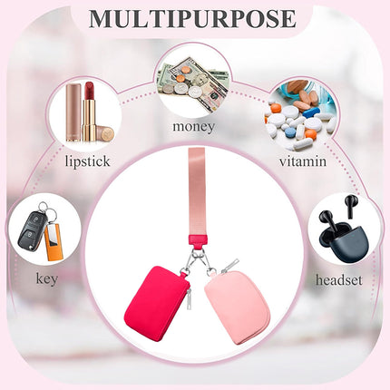 3/2/1PCS Keychain Wallet Mini Zip Around Wristlet Wallets For Women Detachable Dual Pouch Wristlet Portable Coin Purse Small Wallets For Travel Sports Outdoors Grey