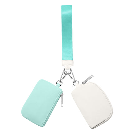 3/2/1PCS Keychain Wallet Mini Zip Around Wristlet Wallets For Women Detachable Dual Pouch Wristlet Portable Coin Purse Small Wallets For Travel Sports Outdoors Mint Green