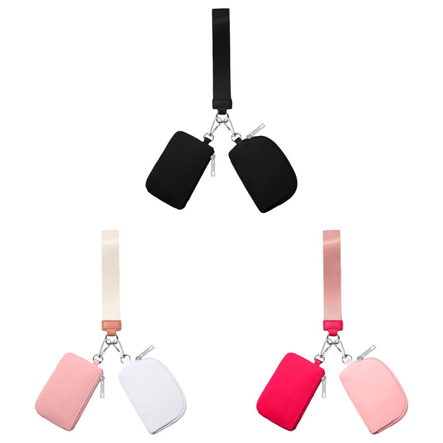 3/2/1PCS Keychain Wallet Mini Zip Around Wristlet Wallets For Women Detachable Dual Pouch