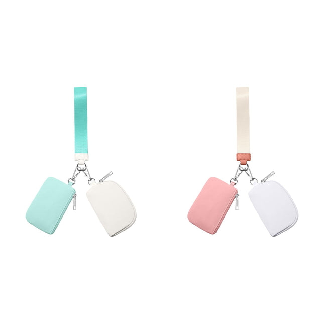 3/2/1PCS Keychain Wallet Mini Zip Around Wristlet Wallets For Women Detachable Dual Pouch